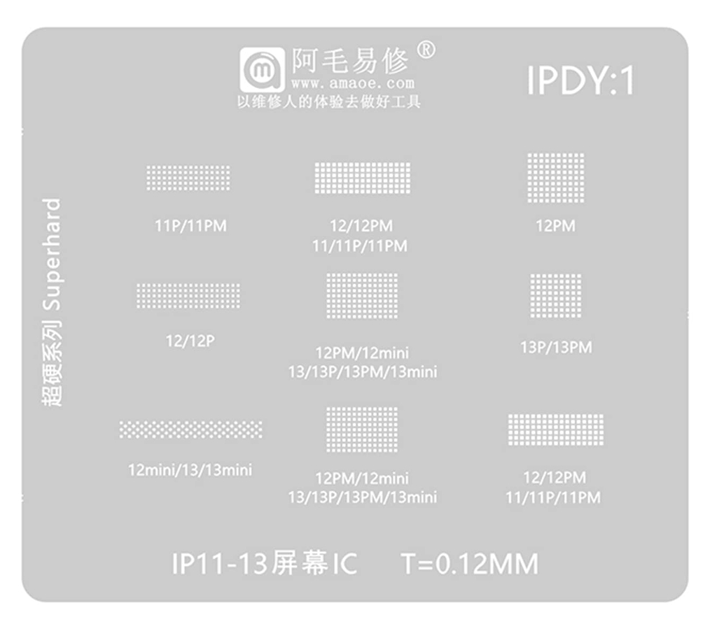 Amaoe LCD Screen IC BGA Reballing Stencil for iPhone 11-14ProMax